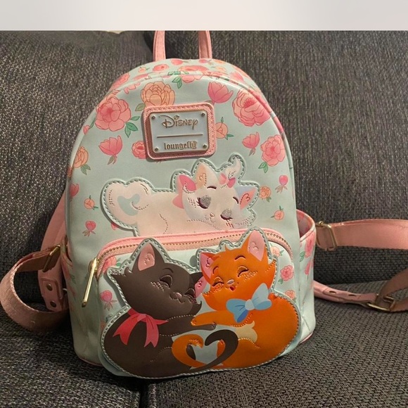 Loungefly Disney Mint Green Cat and Floral Backpack